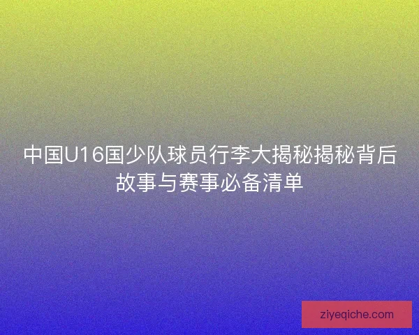 中国U16国少队球员行李大揭秘揭秘背后故事与赛事必备清单