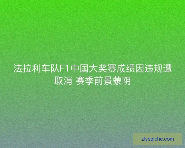 法拉利车队F1中国大奖赛成绩因违规遭取消 赛季前景蒙阴 法拉利车队F1中国大奖赛成绩因违规遭取消 赛季前景蒙阴